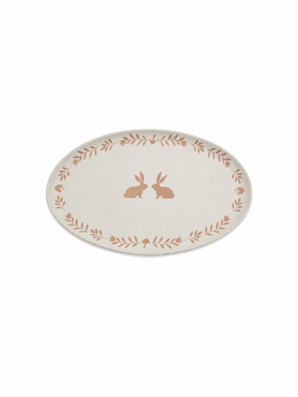 Haven 16" Easter Bunny Ceramic Oval Serving Platter - Natural with Black Speckle
